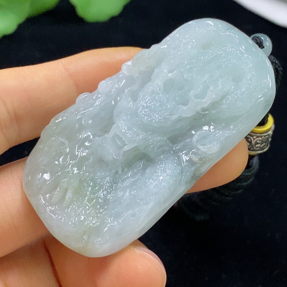 F35134764 Jadeite Dragon Pendant Total Weight Approx. 46.48g (Including Rope Weight)