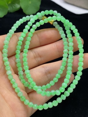 F33928909 Jadeite Bead Necklace Approx. 3.8mm Total Weight Approx. 18.8g Non-Gold