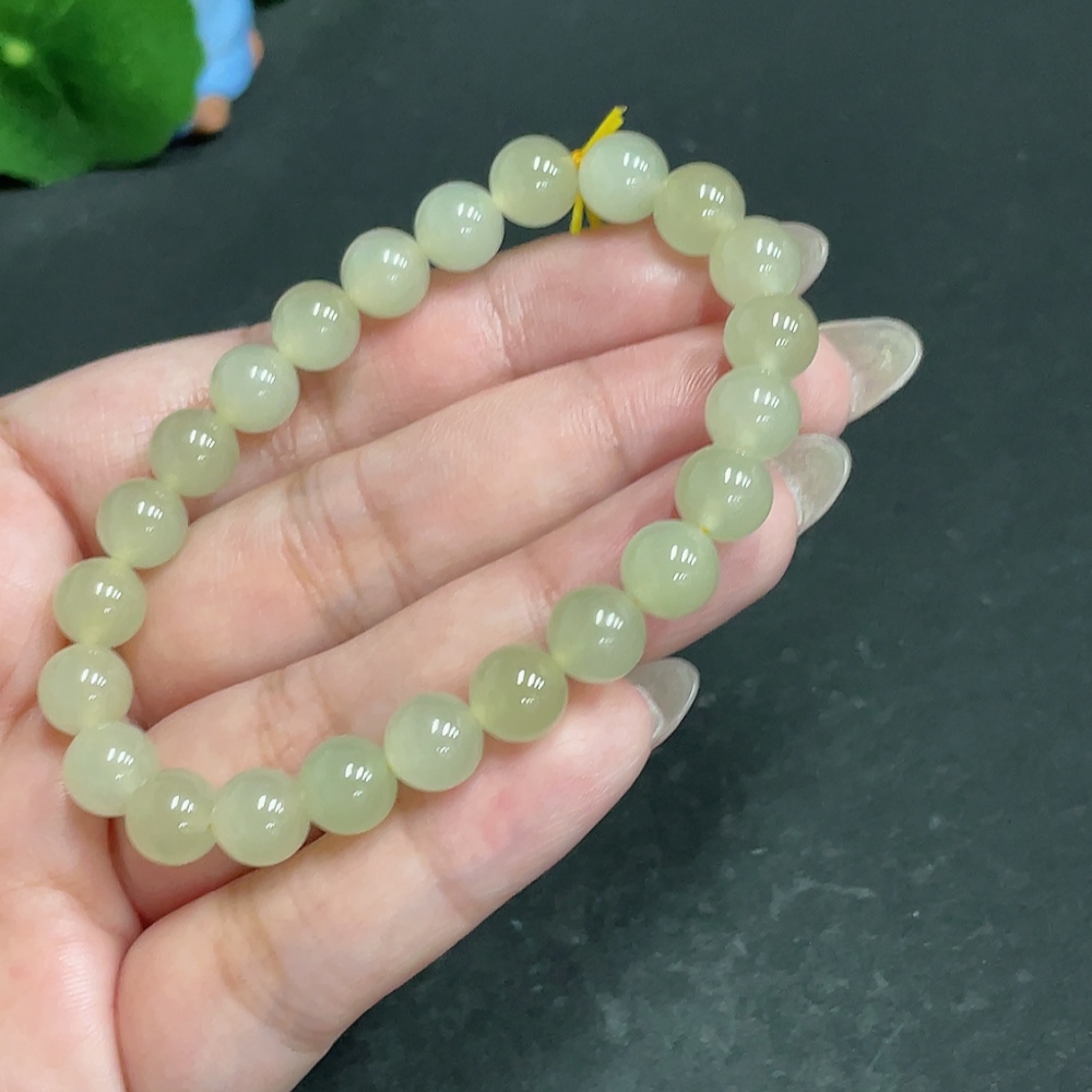 H30464530 Hetian Jade Bracelet, Approx. 7.7 mm Beads, Total Weight Approx. 18.6g