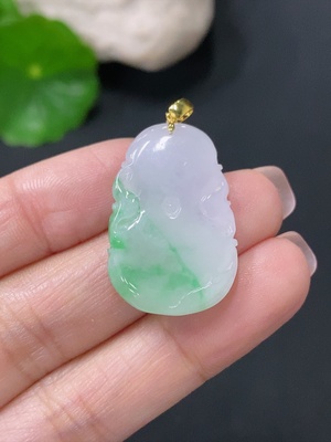 F34076329 Jadeite Pendant Lotus Leaf 18k Total Weight Approx. 4.12g