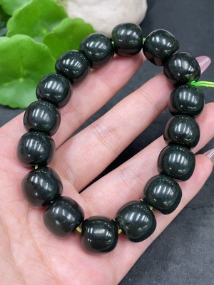 H33897450 Hetian Jade Beads Bracelet, Approx. 13.3mm, Total Weight Approx. 70.8g