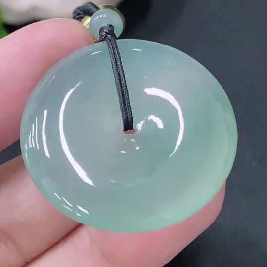 F33849120 Jadeite Pendant Peace Buckle Total Weight Approx. 18.69g with Rope