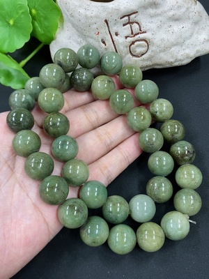 F46596491 翡翠珠链 卡14mm左右 货品总重约178.3g