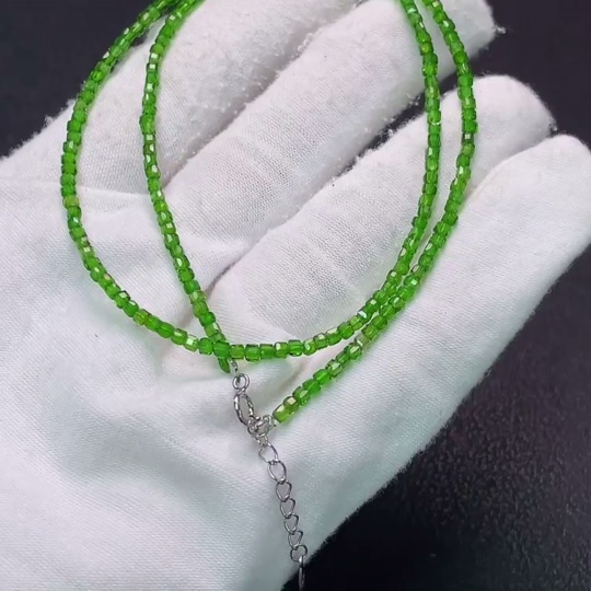 C34039542 Diopside bead necklace non-gold total weight approx. 4.3g size 2mm