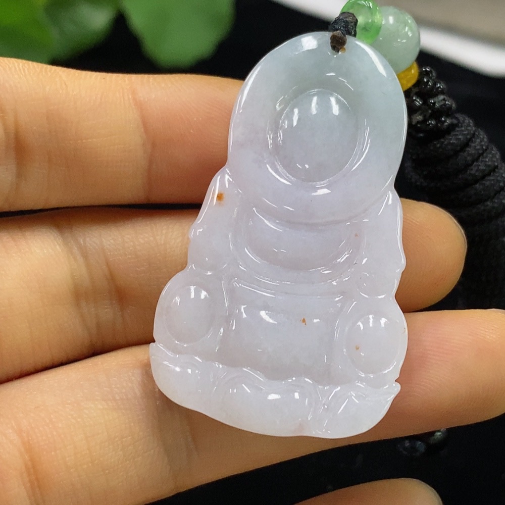 F34975238 Jadeite Guanyin Pendant Total Weight Approx. 17.9g (Beads Non-Grade A) (Including Rope Weight)