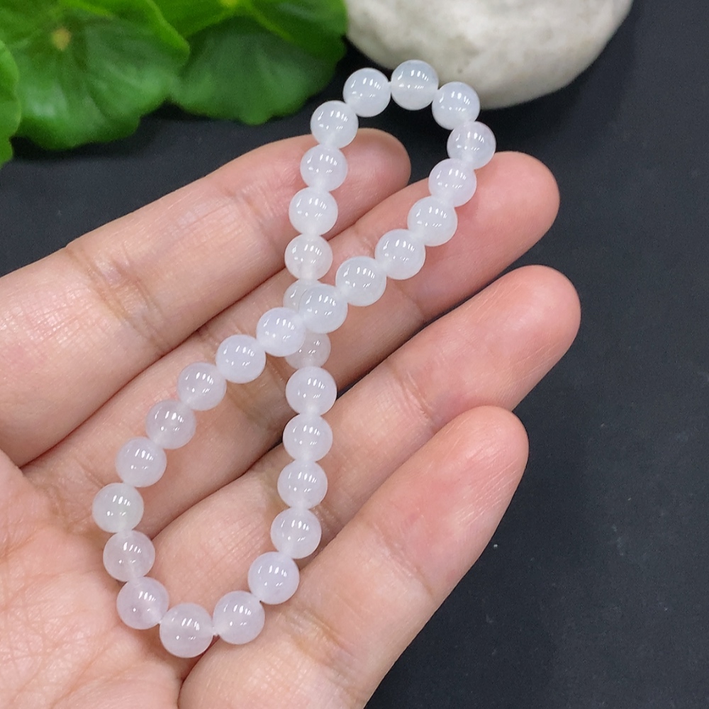 F35127375 Jadeite Bead Necklace Approximately 5.8mm Total Weight About 9.9g