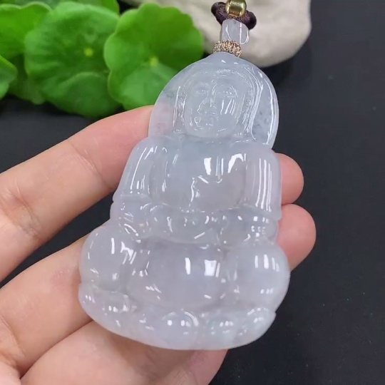 F27137272 Jadeite Guanyin Pendant, Total Weight with Cord Approximately 32.2g
