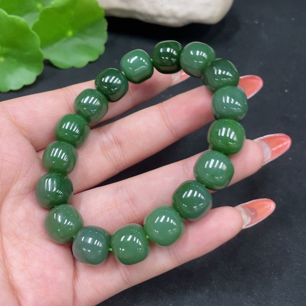 H34053286 Hetian Jade Jasper Bracelet Approx.11.5mm Total Weight Approx.48.5g
