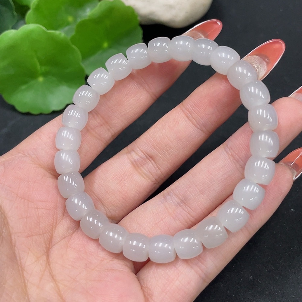 H35084667 Hetian Jade Bracelet, Approx. 8mm, Total Weight About 22.5g