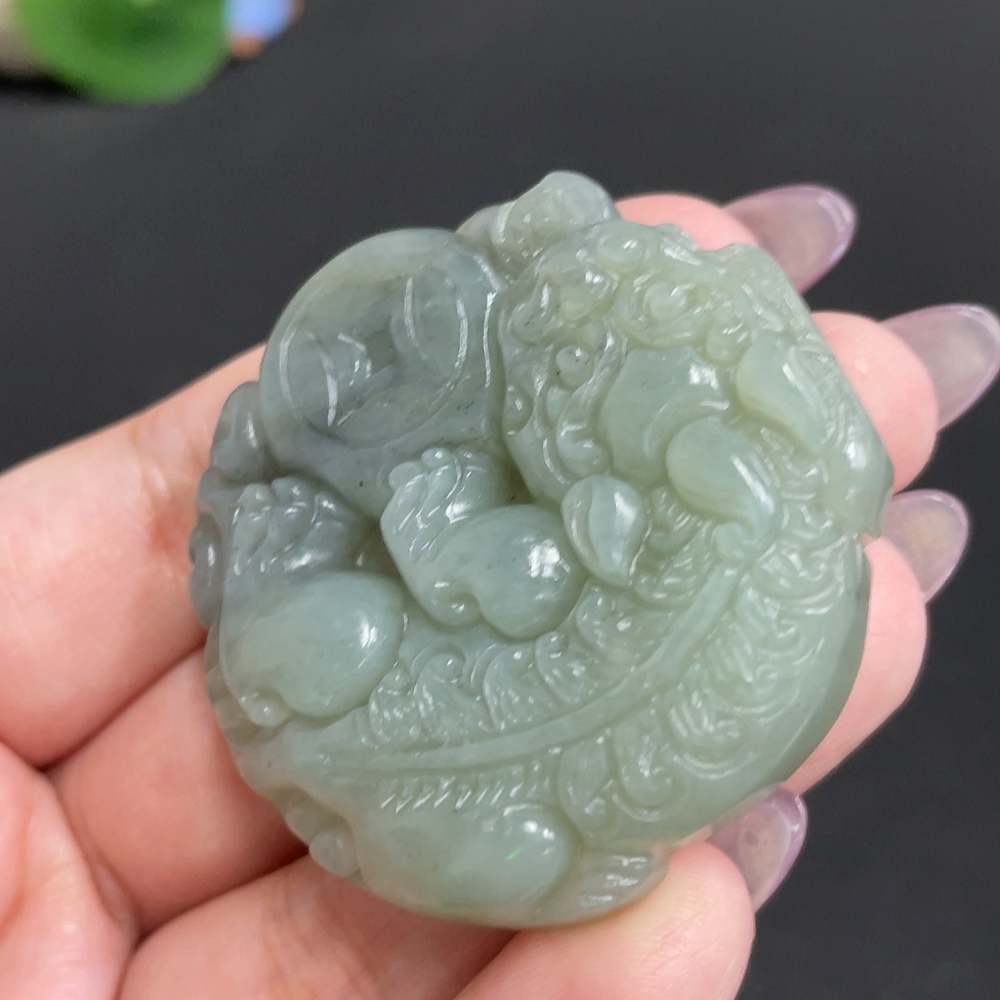 H33864335 Hetian Jade Pendant Auspicious Beast Total Weight Approx. 43.3g