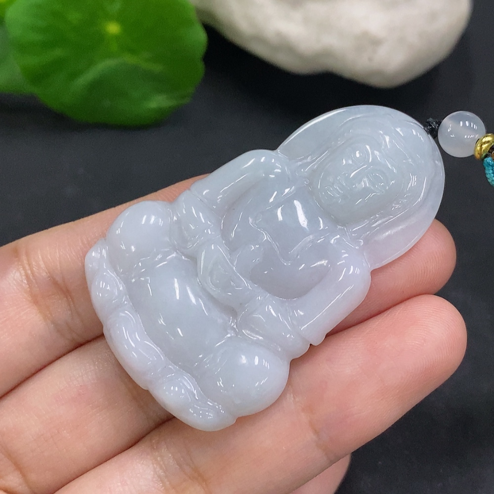 F34022288 Jadeite Guanyin Pendant Total Weight with Cord Approx. 18.3g