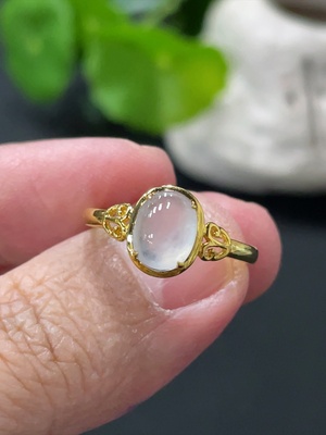 F34978710 Jadeite Cabochon Inlaid Ring 18k Gold Setting Size 14 Total Weight Approx. 1.48g