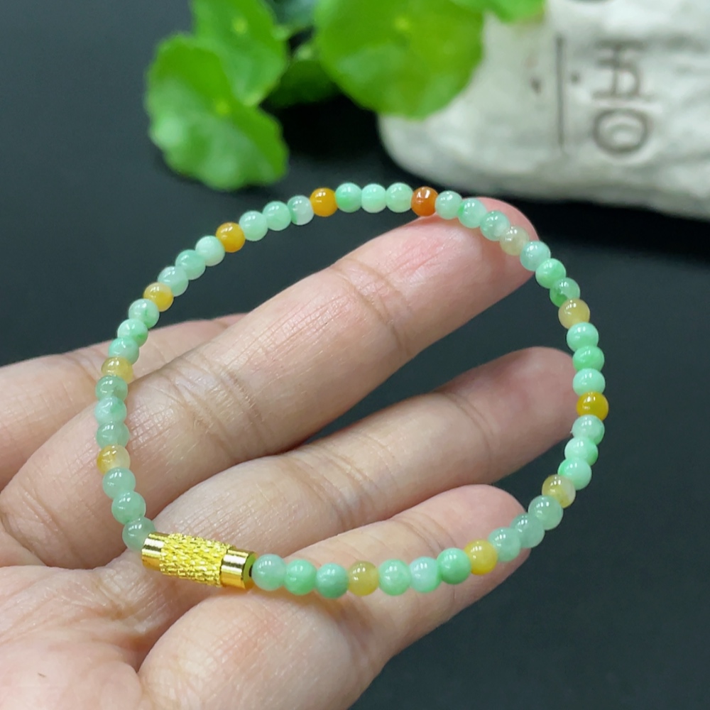 F35080815 Jadeite Bracelet Approx. 3.3mm Non-Gold Clasp Total Weight Approx. 3.8g