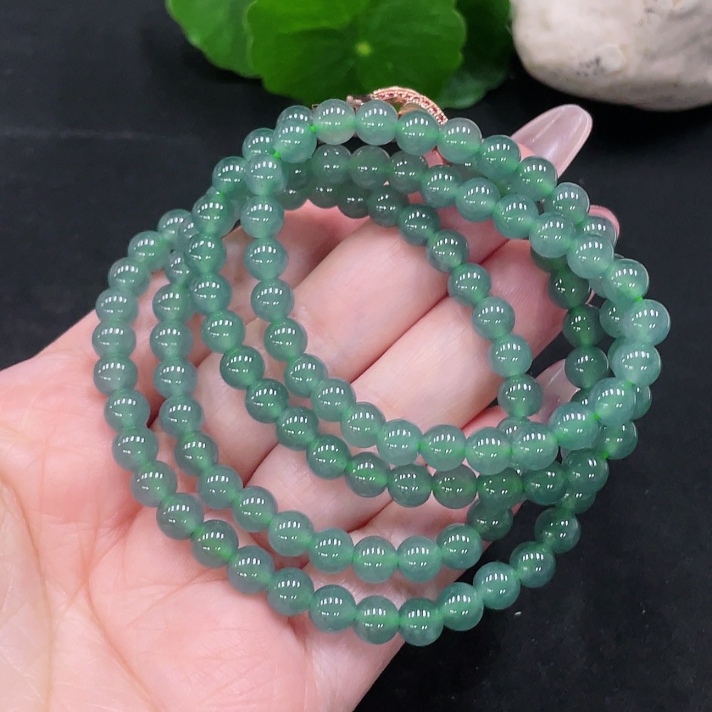 F34013174 Jadeite Bead Necklace Approx.5.8mm Total Weight Approx.43.8g (Non-gold Inlaid)