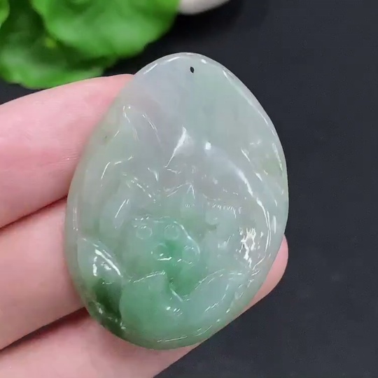F30489210 JadeiteBlossom of Wealth and Honor Pendant