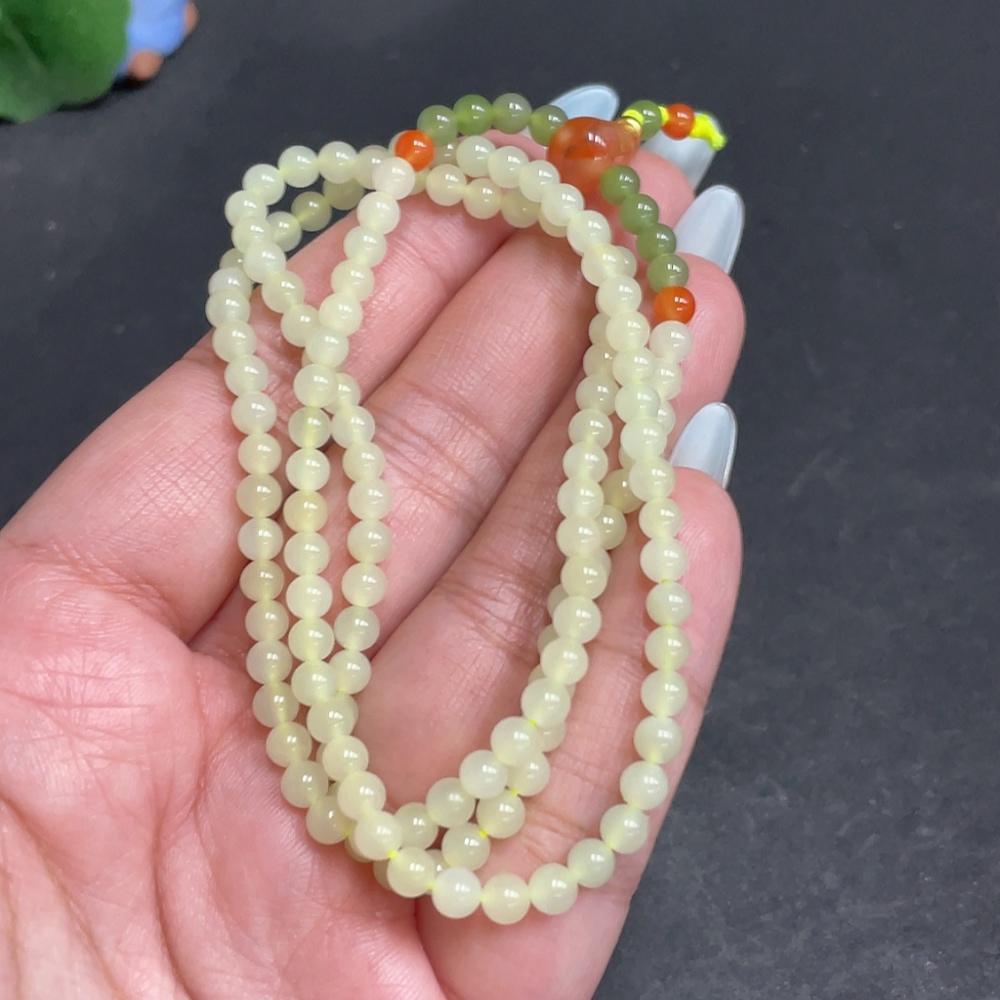 H31574985 Hetian Jade Bead Necklace, Approx. 4mm, Total Weight About 16.3g, Accessories Not Hetian Jade