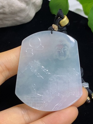 F46572108 翡翠山水挂件 非金 货品总重约23.83克（含绳重）