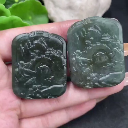 H32797438 Hetian Jade Pendant Landscape Plaque Total Weight Approx. 65.1g