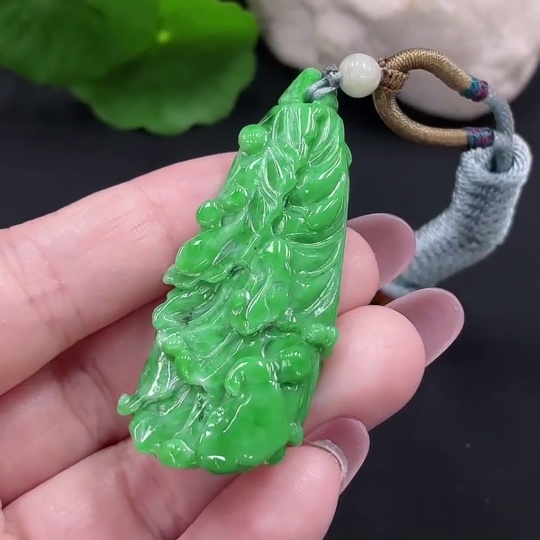 F28224903 Jadeite Cabbage Pendant Total Weight Approx. 21g (Including Rope Weight)