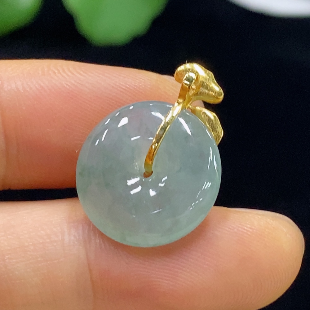 F35136216 Jadeite Pendant Peace Knot 18k Gold Inlaid Total Weight Approx. 2.64g