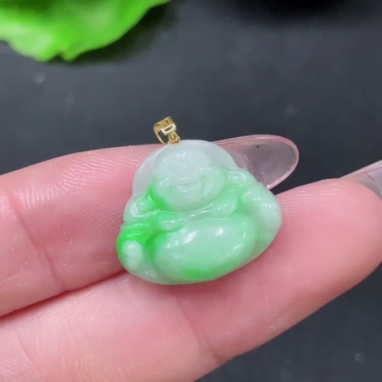F34021382 Jadeite Pendant Buddha in 18k, Total Weight Approx. 2.36g