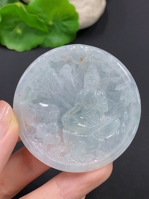 F28271367 Jadeite Landscape Guanyin Pendant Total Weight about 25.3g