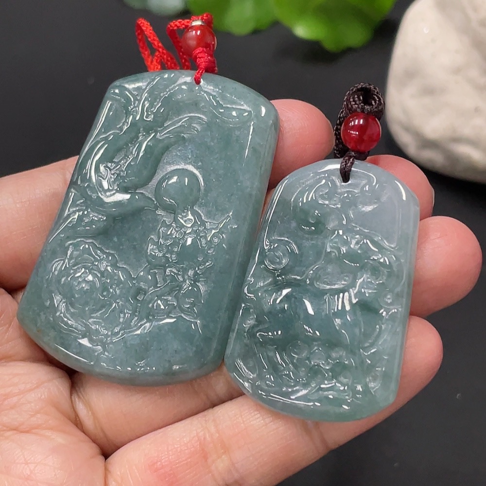 F26962931 Jadeite Pendant Flower Blooming Wealth Goat Plaque Beads Non-A