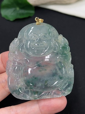 F46546908 翡翠佛牌挂件 18K金  货品总重约37克