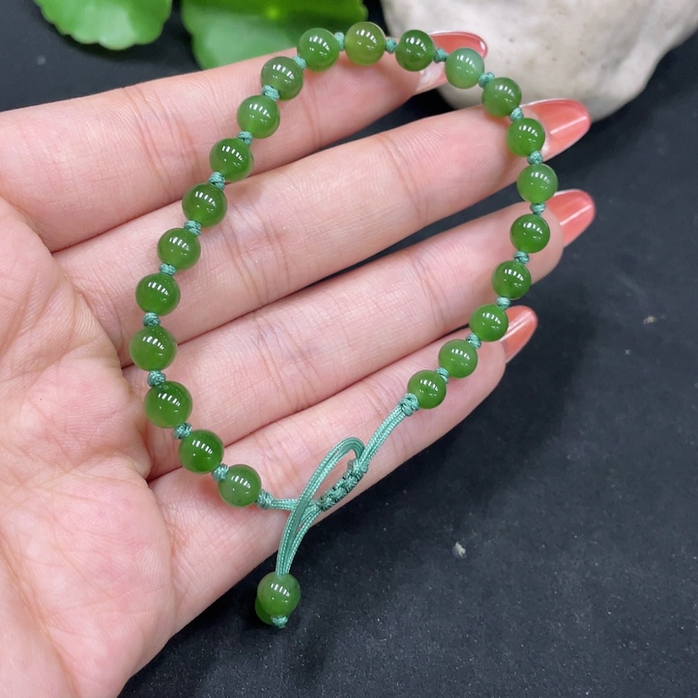 H35084192 Hetian Jade Jasper Bracelet Approx. 5.4mm Total Weight Approx. 7g