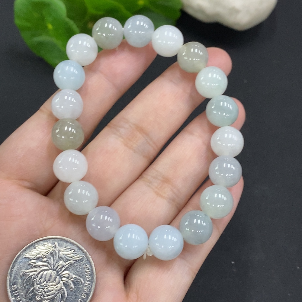 F35125836 Jadeite Bead Necklace approx. 9.8mm Total Weight approx. 32.6g