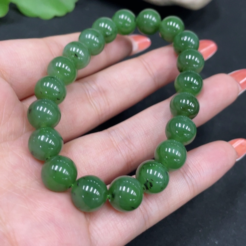 H35084008 Hetian Jade Jasper Bracelet, approx. 9.6mm, total weight approx. 28.1g