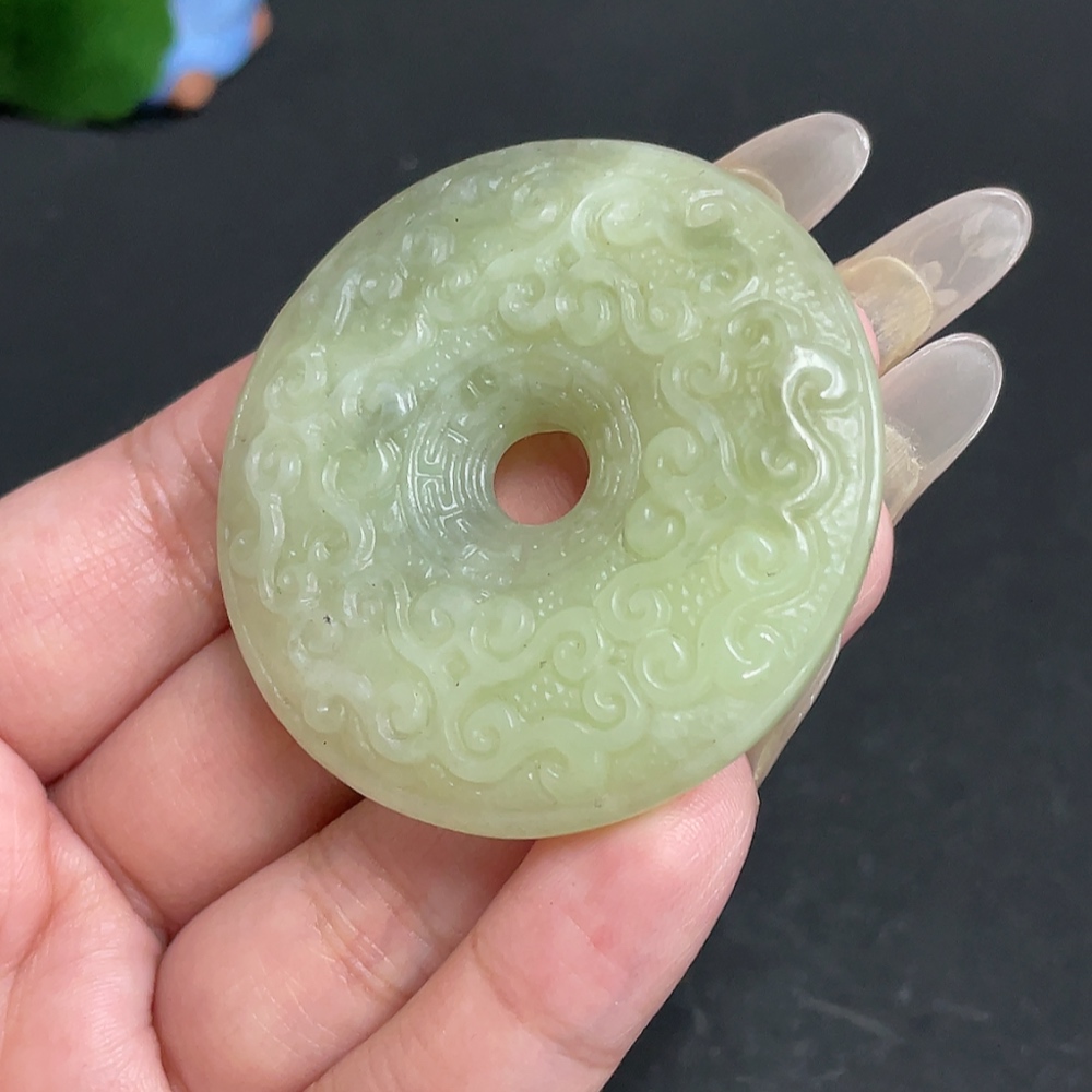 H28272862 Hetian Jade Pendant, Antique-style Button, Total Weight Approx. 40.6g