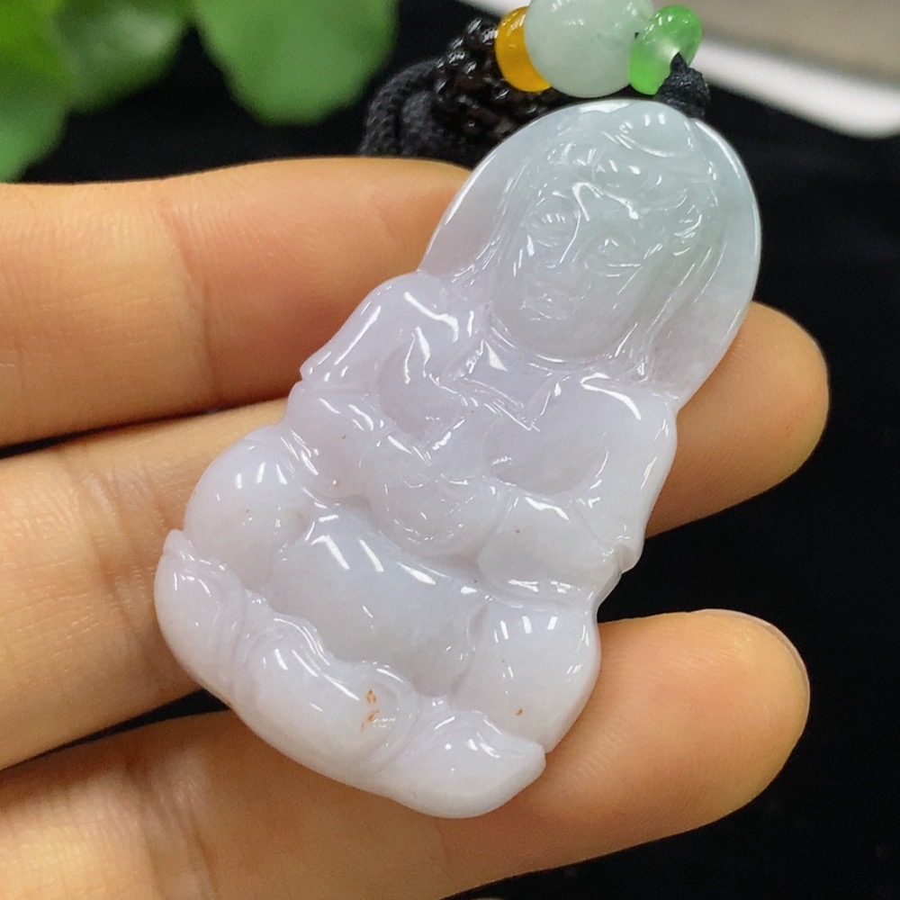 F34975238 Jadeite Guanyin Pendant Total Weight Approx. 17.9g (Beads Non-Grade A) (Including Rope Weight)