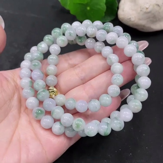 F34068026 Jadeite Beaded Necklace approx. 7.8mm Total Weight approx. 70.2g (Non-Gold-Inlaid)