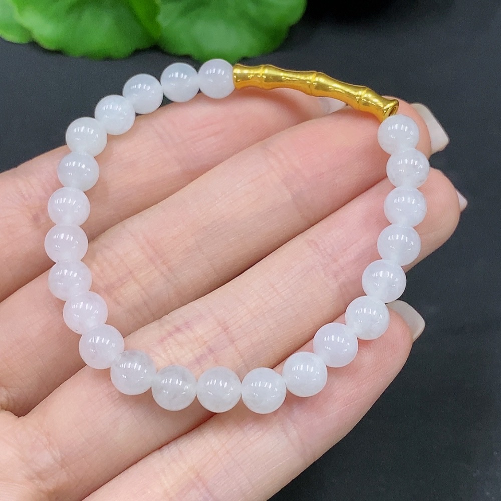 F26044850 Jadeite bracelet, approximately 5.7mm beads, total weight about 8.3g, accessories with 99% gold content