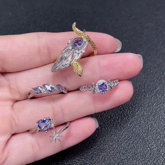 C34990393 Tanzanite Ring, Non-Gold, Adjustable, Total Weight Approx. 9.87g, Sell as a Lot