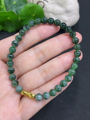 F32802372 JadeiteBracelet Non-Gold-Inlaid Total Weight Approx. 13.1g Size About 6.1mm