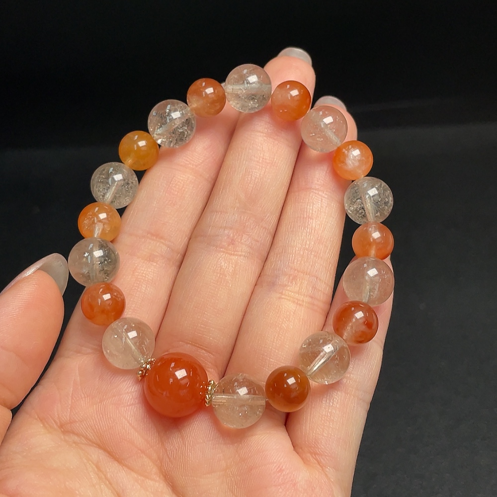 C30445422 Crystal Bracelet with Visible Organic Matter, Total Weight Approx. 25.51g, Size 8.2-12mm, Non-Gold