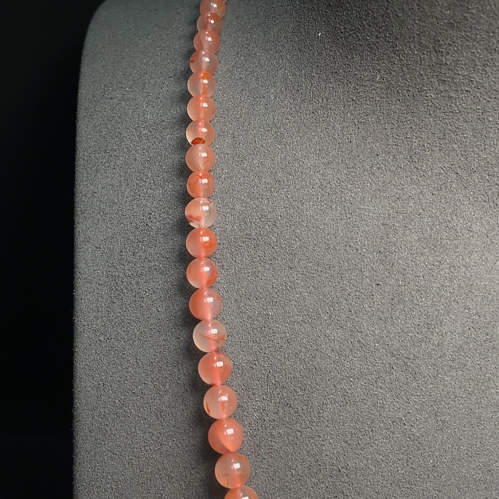 C30511137 South Red Agate Bead Strand Non-Gold Inlaid Approximately 4.1-12.4mm Total Weight About 33.61g Visible Organic Matter