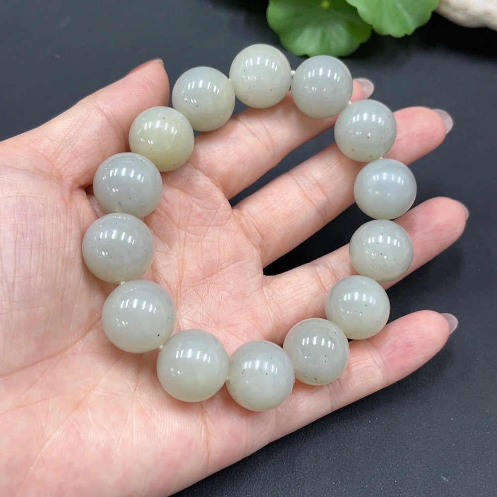 H19081307 Hetian Jade Bracelet, Approx. 16mm Beads, Total Weight Approx. 92.19g