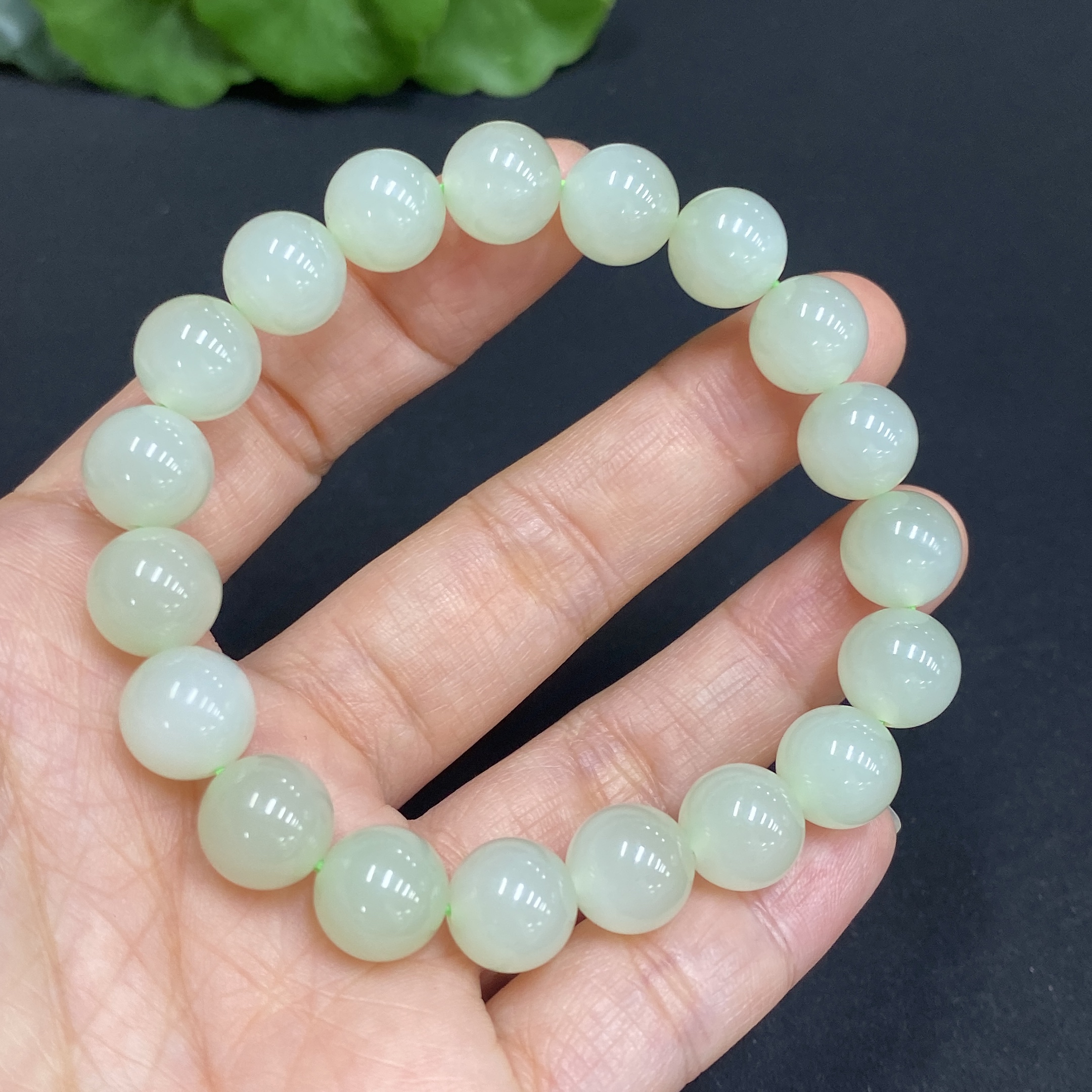 H34985559 Hetian Jade Bracelet Approx. 9.6mm Total Weight Approx. 27.3g