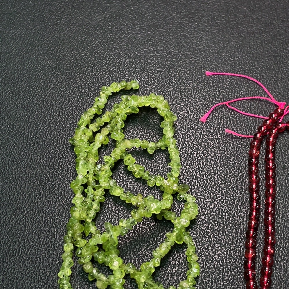 C34038574 Garnet Bead Strand + Peridot Bead Strand + Crystal Bracelet with Pearl