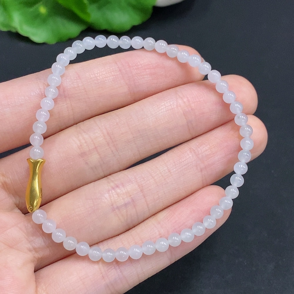 F31645931 Jadeite bracelet suspected to be gold-plated, total weight approx. 3.8g, size approx. 3.4mm