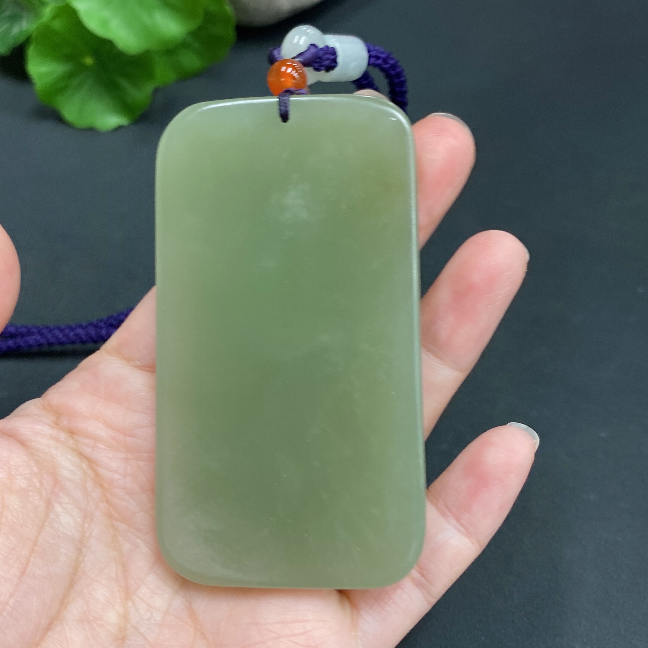 H18974711 Hetian Jade Pendant - Landscape Plaque, Total Weight Approx. (Including Rope) 76.9g