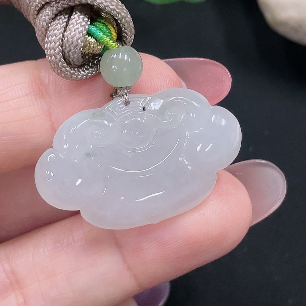 F34982716 Jadeite Ruyi Pendant Total weight about 9.33g (including rope weight) with non-A grade beads