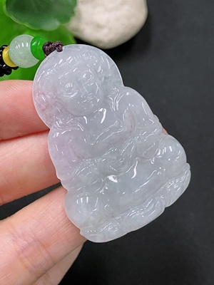 F33893534 Jadeite Guanyin Pendant, Total Weight Approx. 19.7g (Including Rope Weight)