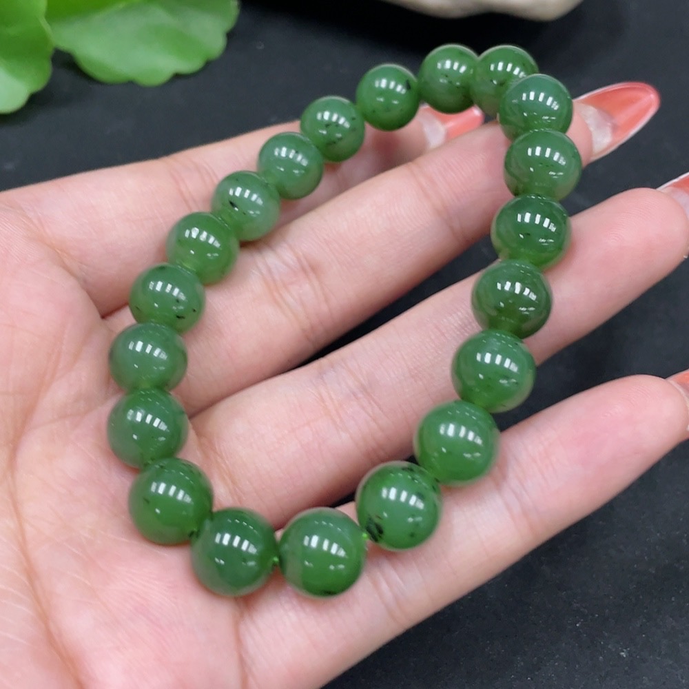 H35084008 Hetian Jade Jasper Bracelet, approx. 9.6mm, total weight approx. 28.1g