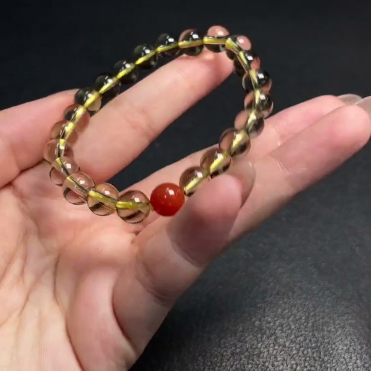 C31576930 Crystal Bracelet, Approx. 8mm Beads, Total Weight Approx. 16.36g, Non-Natural Accent Stones Considered