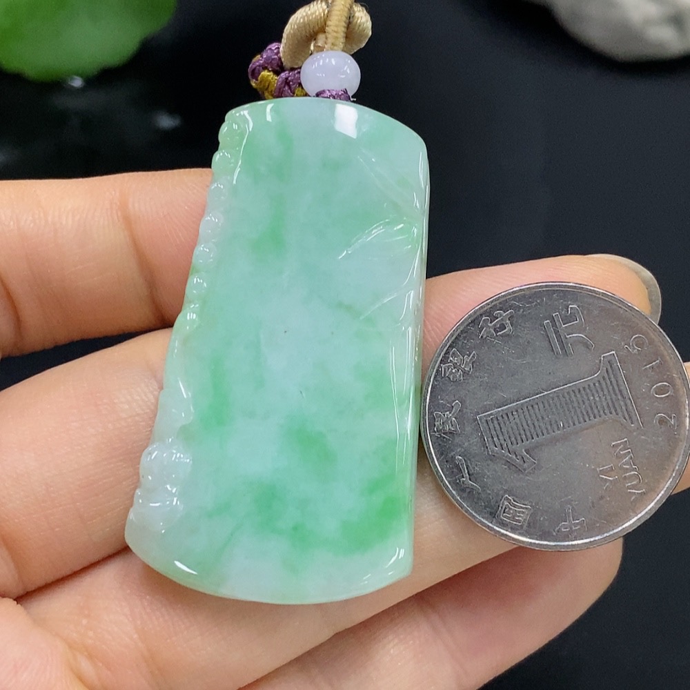 F29362873 Jadeite Bamboo Pendant Total Weight Approx. 19.71g (including rope weight)