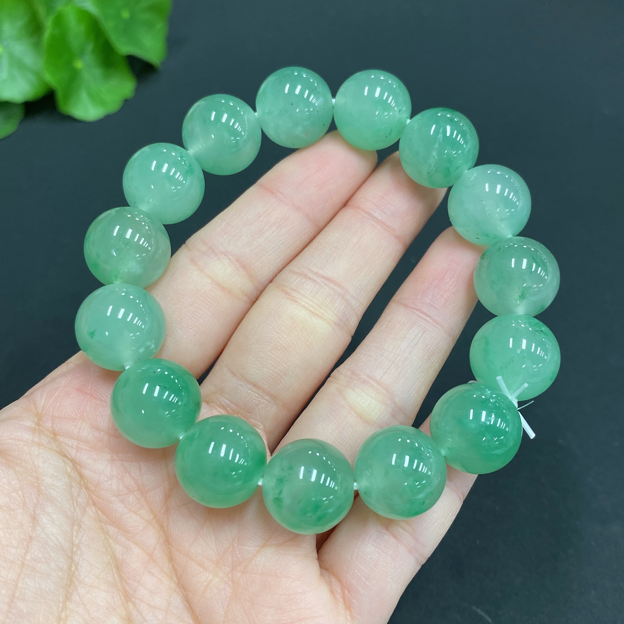H23680837 Dulong Jade Bead Bracelet, approx. 13.4mm, total weight approx. 52g
